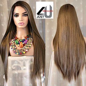 wowfactor celebrity Brown ombre black blonde highlighted wig